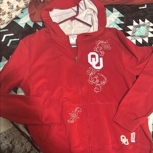 Red OU Zip-Up Hoodie